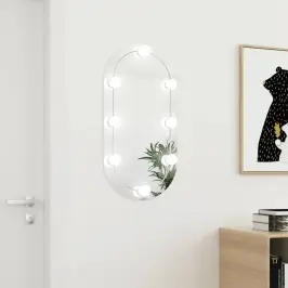 Spogulis Ar Led Gaismām, 80X40 Cm, Stikls, Ovāls Vidaxl