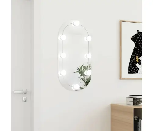Veidrodis Su Led Lemputėmis, 80X40cm Stiklas, Ovalo Formos