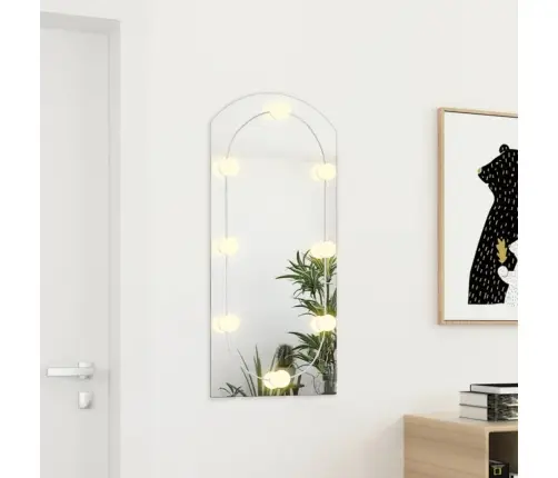 Spogulis Ar Led Gaismām, 90X45 Cm, Stikls, Arkas Forma Vidaxl