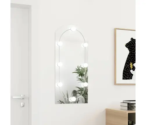 Spogulis Ar Led Gaismām, 90X45 Cm, Stikls, Arkas Forma Vidaxl