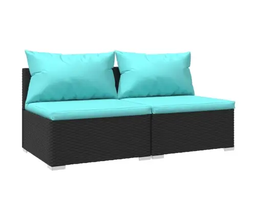 2-Daļīgs Dārza Mēbeļu Komplekts, Matrači, Melna Pe Rotangpalma Vidaxl