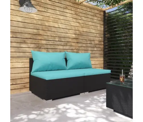 2-Daļīgs Dārza Mēbeļu Komplekts, Matrači, Melna Pe Rotangpalma Vidaxl