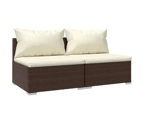 2-Osaline Aiamööblikomplekt Patjadega, Polürotang, Pruun