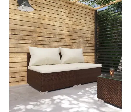 2-Osaline Aiamööblikomplekt Patjadega, Polürotang, Pruun