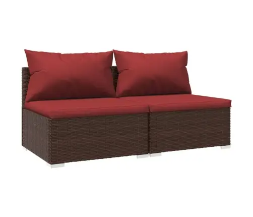 2-Osaline Aiamööblikomplekt Patjadega, Polürotang, Pruun