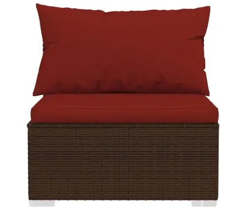 2-Osaline Aiamööblikomplekt Patjadega, Polürotang, Pruun