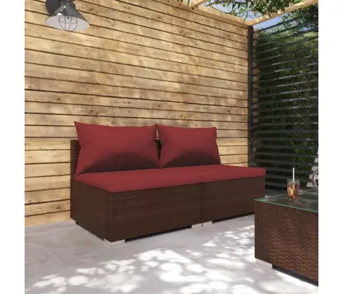 2-Osaline Aiamööblikomplekt Patjadega, Polürotang, Pruun