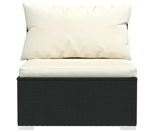 4-Osaline Aiamööblikomplekt Patjadega, Polürotang, Must