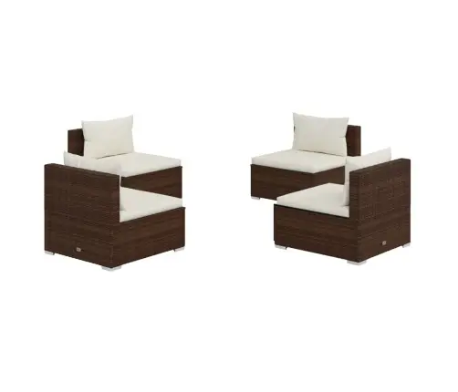 4-Daļīgs Dārza Atpūtas Mēbeļu Komplekts Ar Matračiem, Pe, Brūns Vidaxl