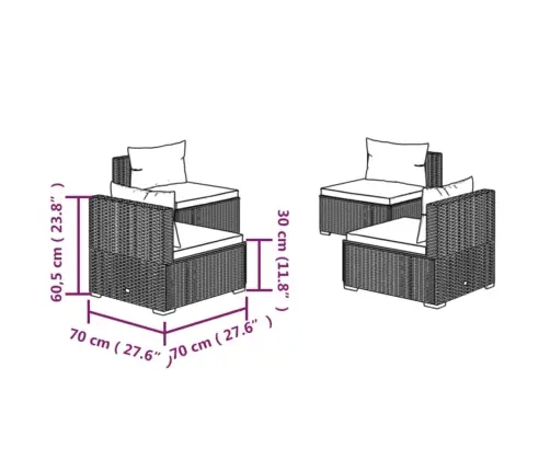 4-Daļīgs Dārza Atpūtas Mēbeļu Komplekts Ar Matračiem, Pe, Brūns Vidaxl