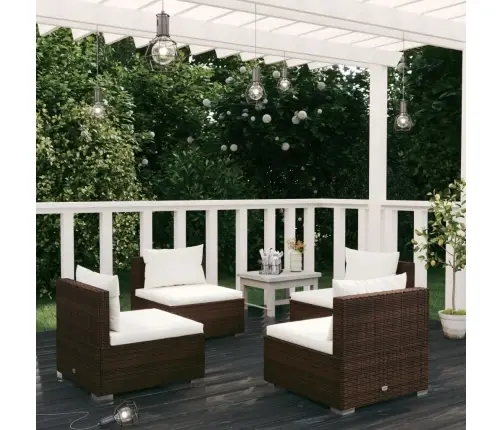 4-Daļīgs Dārza Atpūtas Mēbeļu Komplekts Ar Matračiem, Pe, Brūns Vidaxl