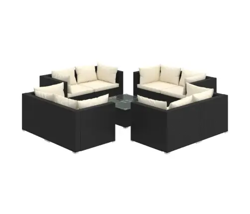 9-Daļīgs Dārza Atpūtas Mēbeļu Komplekts, Melna Pe Rotangapalma Vidaxl