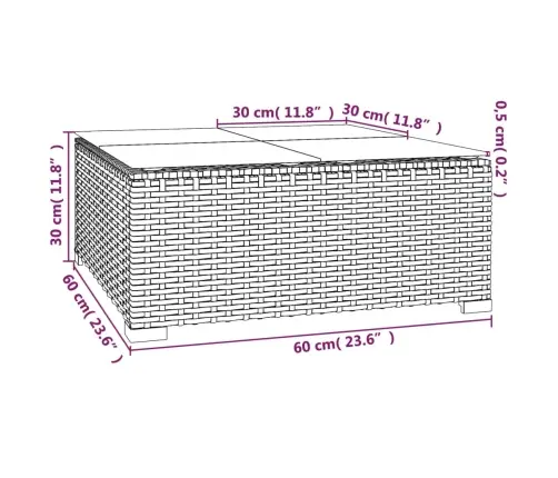 9-Daļīgs Dārza Atpūtas Mēbeļu Komplekts, Melna Pe Rotangapalma Vidaxl