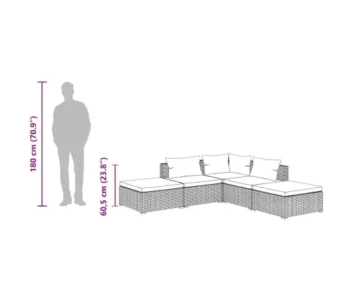 5-Daļīgs Dārza Mēbeļu Komplekts, Matrači, Pe Rotangpalma, Melns Vidaxl 5-Daļīgs Dārza Mēbeļu Komplekts, Matrači, Pe Rotangpalma, Melns Vidaxl