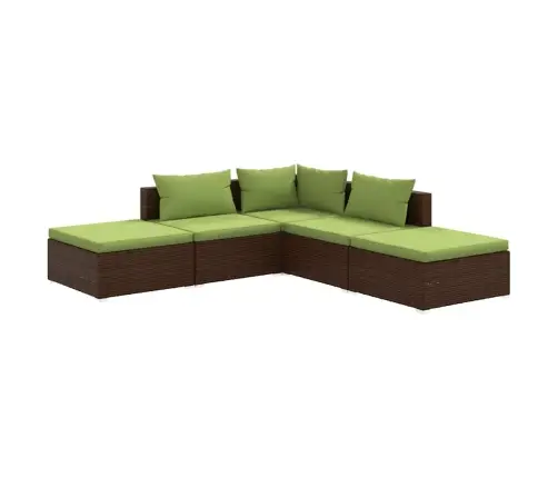 5-Osaline Aiamööbli Komplekt Patjadega, Polürotang, Pruun