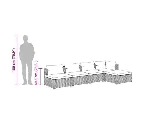 5-Osaline Aiamööbli Komplekt Patjadega, Polürotang, Pruun