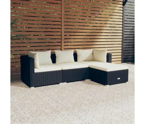 4-Daļīgs Dārza Atpūtas Mēbeļu Komplekts Ar Matračiem, Pe, Melns Vidaxl