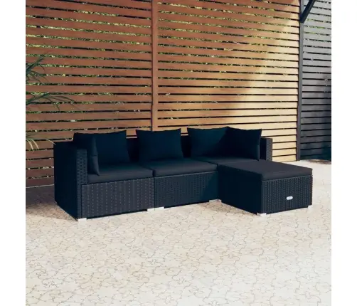 4-Daļīgs Dārza Atpūtas Mēbeļu Komplekts, Melna Pe Rotangpalma Vidaxl