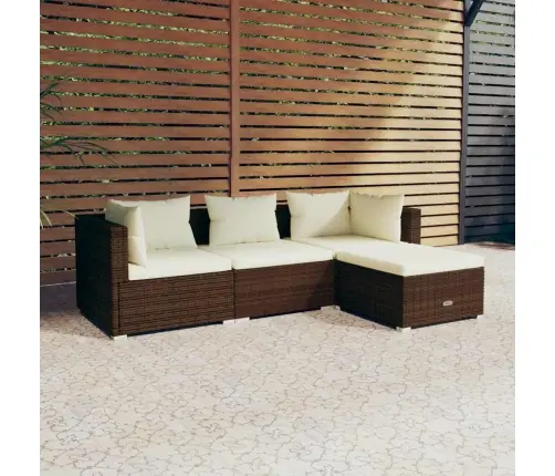 4-Daļīgs Dārza Atpūtas Mēbeļu Komplekts, Brūna Pe Rotangpalma Vidaxl