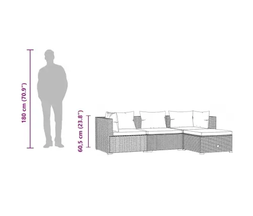 4-Daļīgs Dārza Atpūtas Mēbeļu Komplekts Ar Matračiem, Pe, Brūns Vidaxl