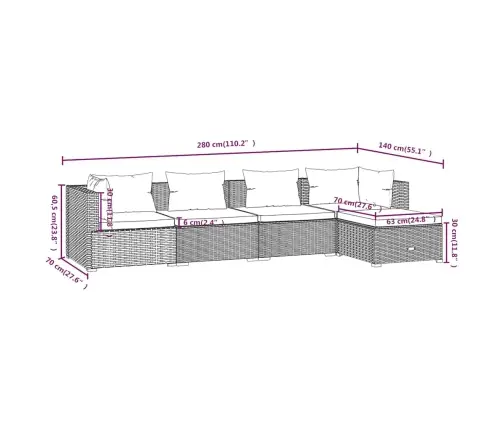 Sodo Komplektas Su Pagalvėlėmis, 5 Dalių, Juodas, Poliratanas