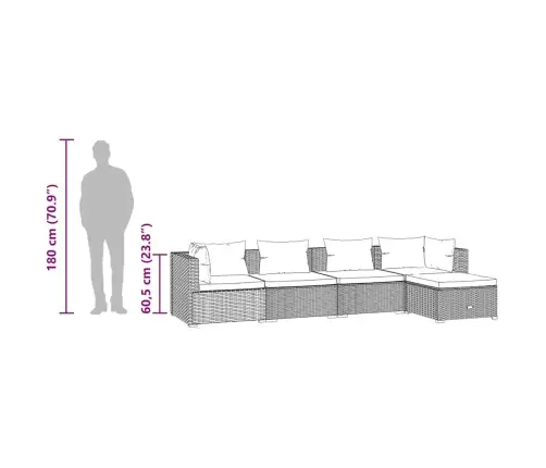 Sodo Komplektas Su Pagalvėlėmis, 5 Dalių, Juodas, Poliratanas