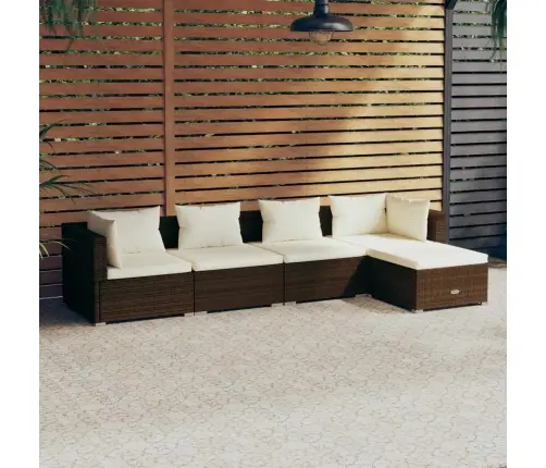 5-Osaline Aiamööblikomplekt Patjadega, Polürotang, Pruun