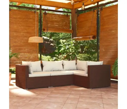 4-Daļīgs Dārza Atpūtas Mēbeļu Komplekts, Brūna Pe Rotangpalma Vidaxl