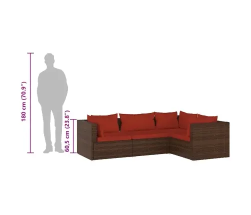 Sodo Poilsio Baldų Komplektas Su Pag., 4D., Rud. Sp., Polir.