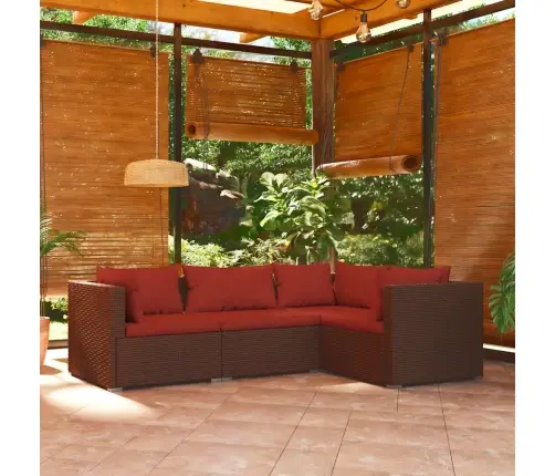 Sodo Poilsio Baldų Komplektas Su Pag., 4D., Rud. Sp., Polir.