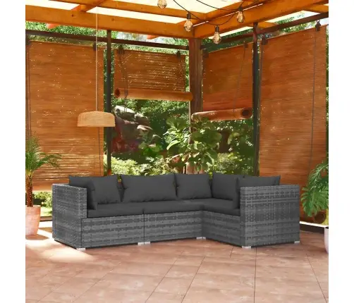 4-Daļīgs Dārza Atpūtas Mēbeļu Komplekts, Pelēka Pe Rotangpalma Vidaxl