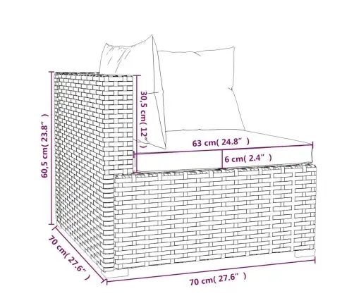 5-Daļīgs Dārza Mēbeļu Komplekts, Matrači, Melna Pe Rotangpalma Vidaxl