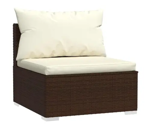 5-Osaline Aiamööblikomplekt Patjadega, Polürotang, Pruun