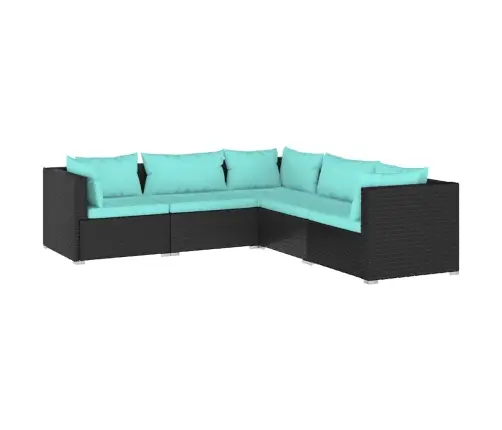 5-Daļīgs Dārza Mēbeļu Komplekts, Matrači, Melna Pe Rotangpalma Vidaxl 5-Daļīgs Dārza Mēbeļu Komplekts, Matrači, Melna Pe Rotangpalma Vidaxl