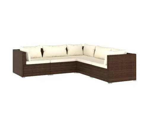 5-Daļīgs Dārza Atpūtas Mēbeļu Komplekts, Brūna Pe Rotangpalma Vidaxl