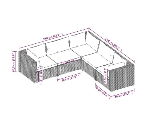 5-Daļīgs Dārza Atpūtas Mēbeļu Komplekts, Brūna Pe Rotangpalma Vidaxl