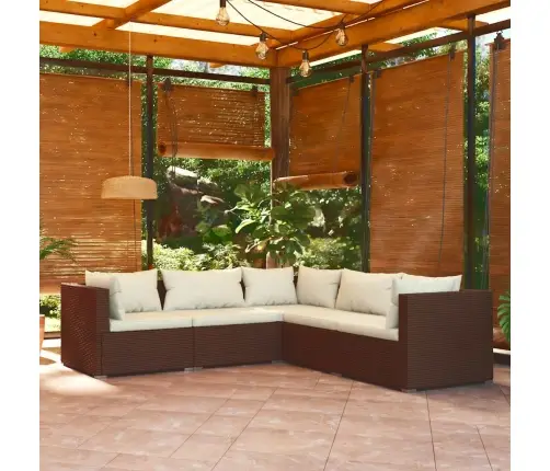 5-Daļīgs Dārza Atpūtas Mēbeļu Komplekts, Brūna Pe Rotangpalma Vidaxl