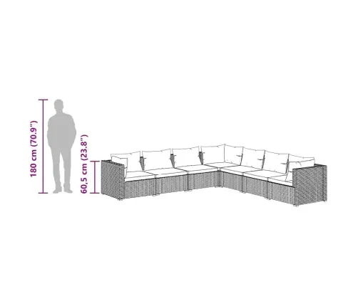 7-Daļīgs Dārza Atpūtas Mēbeļu Komplekts, Brūna Pe Rotangpalma Vidaxl