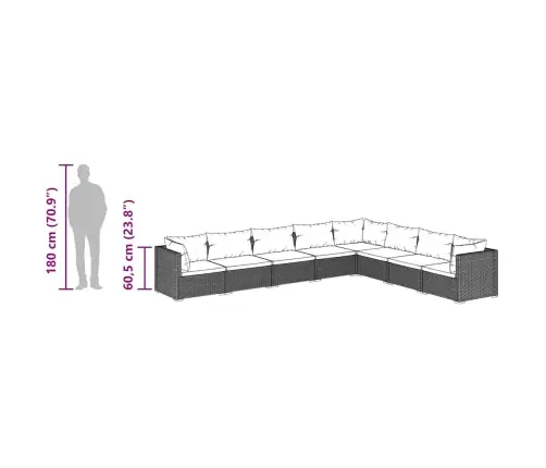 8-Daļīgs Dārza Atpūtas Mēbeļu Komplekts, Brūna Pe Rotangpalma Vidaxl