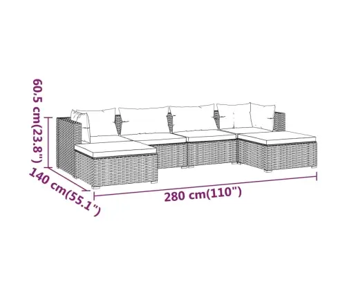 6-Daļīgs Dārza Atpūtas Mēbeļu Komplekts, Brūna Pe Rotangpalma Vidaxl