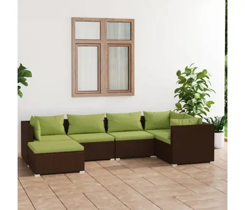 6-Daļīgs Dārza Atpūtas Mēbeļu Komplekts, Brūna Pe Rotangpalma Vidaxl