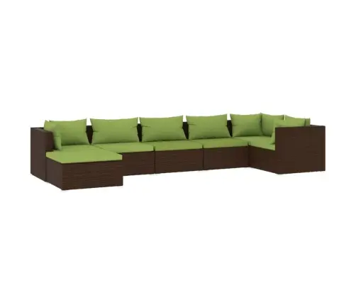 Sodo Komplektas Su Pagalvėlėmis, 7 Dalių, Rudas, Poliratanas