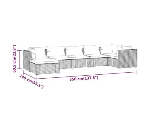 Sodo Komplektas Su Pagalvėlėmis, 7 Dalių, Rudas, Poliratanas