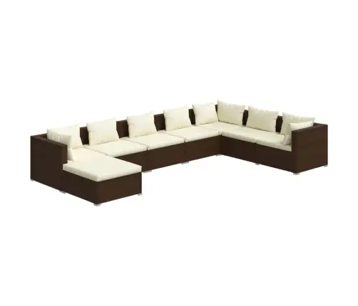 8-Osaline Aiamööblikomplekt Patjadega, Polürotang, Pruun