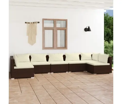 7-Daļīgs Dārza Atpūtas Mēbeļu Komplekts, Brūna Pe Rotangpalma Vidaxl