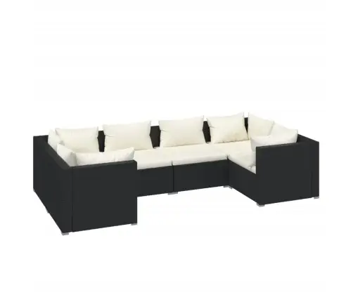 6-Osaline Aiamööbli Komplekt Patjadega, Polürotang, Must