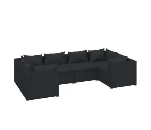 Sodo Komplektas Su Pagalvėlėmis, 6 Dalių, Juodas, Poliratanas