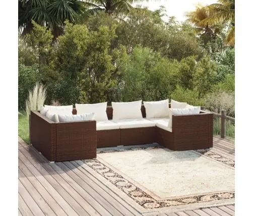 6-Daļīgs Dārza Atpūtas Mēbeļu Komplekts, Brūna Pe Rotangpalma Vidaxl