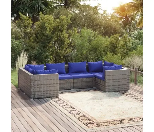 6-Osaline Aiamööbli Komplekt Patjadega, Polürotang, Hall