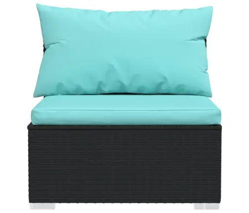 9-Osaline Aiamööblikomplekt Patjadega, Polürotang, Must